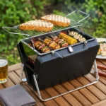 Barbecue portatile a carbone pieghevole a valigetta