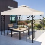Costway Tessuto copertura superiore per gazebo Telo tetto ricambio per gazebo 3x3M Beige - immagine 2
