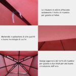 Costway Tessuto copertura superiore per gazebo Telo tetto ricambio per gazebo 3x3M Rosso Bordeaux - immagine 7