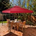 Costway Tessuto copertura superiore per gazebo Telo tetto ricambio per gazebo 3x3M Rosso Bordeaux - immagine 2