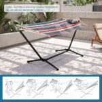 Costway Amaca da giardino in cotone con struttura metallica e cuscino, Amaca portatile con 200kg per spiaggia campeggio terrazza - immagine 6