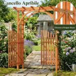 Costway Arco da giardino in legno di abete con cancello e serratura, Pergolato decorativo per rampicanti per matrimoni e feste - immagine 6
