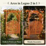 Costway Arco da giardino in legno di abete con cancello e serratura, Pergolato decorativo per rampicanti per matrimoni e feste - immagine 7