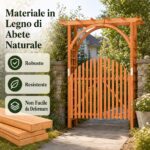 Costway Arco da giardino in legno di abete con cancello e serratura, Pergolato decorativo per rampicanti per matrimoni e feste - immagine 8