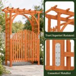 Costway Arco da giardino in legno di abete con cancello e serratura, Pergolato decorativo per rampicanti per matrimoni e feste - immagine 9