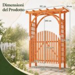 Costway Arco da giardino in legno di abete con cancello e serratura, Pergolato decorativo per rampicanti per matrimoni e feste - immagine 5