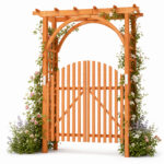 Costway Arco da giardino in legno di abete con cancello e serratura, Pergolato decorativo per rampicanti per matrimoni e feste
