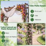 Costway Arco da giardino in legno massello a tetto piatto per matrimoni, Traliccio per vite e rose rampicanti ingressi eventi - immagine 8