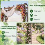 Costway Arco da giardino in legno massello a tetto piatto per matrimoni, Traliccio per vite e rose rampicanti ingressi eventi - immagine 9