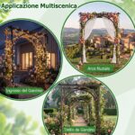 Costway Arco da giardino in legno massello a tetto piatto per matrimoni, Traliccio per vite e rose rampicanti ingressi eventi - immagine 10