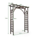 Costway Arco da giardino in legno massello a tetto piatto per matrimoni, Traliccio per vite e rose rampicanti ingressi eventi - immagine 7
