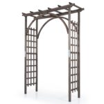 Costway Arco da giardino in legno massello a tetto piatto per matrimoni, Traliccio per vite e rose rampicanti ingressi eventi - immagine 6