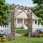 Costway Arco da giardino in legno massello a tetto piatto per matrimoni, Traliccio per vite e rose rampicanti ingressi eventi - immagine 3