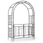 Costway Arco da giardino in metallo con doppio cancello e piedini, Pergolato per rose rampicanti matrimoni e feste - immagine 6