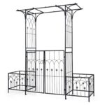 Costway Arco da giardino in metallo con porte e fioriere, Traliccio pergolato decorativo per piante rampicanti vite e rose - immagine 5