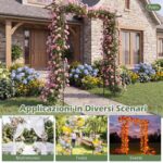 Costway Arco da giardino metallico a tetto piatto con traforo elegante, Traliccio esterno per rampicanti per matrimoni e feste - immagine 6
