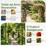 Costway Arco da giardino metallico a tetto piatto con traforo elegante, Traliccio esterno per rampicanti per matrimoni e feste - immagine 7