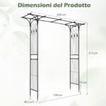 Costway Arco da giardino metallico a tetto piatto con traforo elegante, Traliccio esterno per rampicanti per matrimoni e feste - immagine 5