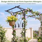 Costway Arco da giardino metallico a tetto piatto con traforo elegante, Traliccio esterno per rampicanti per matrimoni e feste - immagine 8
