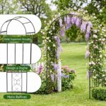 Costway Arco da giardino metallico con tetto curvo e 4 piedi a punta, Traliccio per rampicanti traforato per matrimonio e feste - immagine 9
