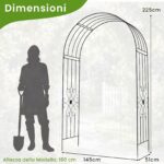 Costway Arco per rampicanti da giardino robusta struttura in metallo, L'arco da giardino elegante motivo floreale decorazione per festa e matrimonio - immagine 7