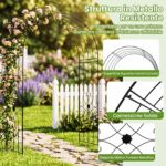 Costway Arco per rampicanti da giardino robusta struttura in metallo, L'arco da giardino elegante motivo floreale decorazione per festa e matrimonio - immagine 9