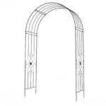 Costway Arco per rampicanti da giardino robusta struttura in metallo, L'arco da giardino elegante motivo floreale decorazione per festa e matrimonio