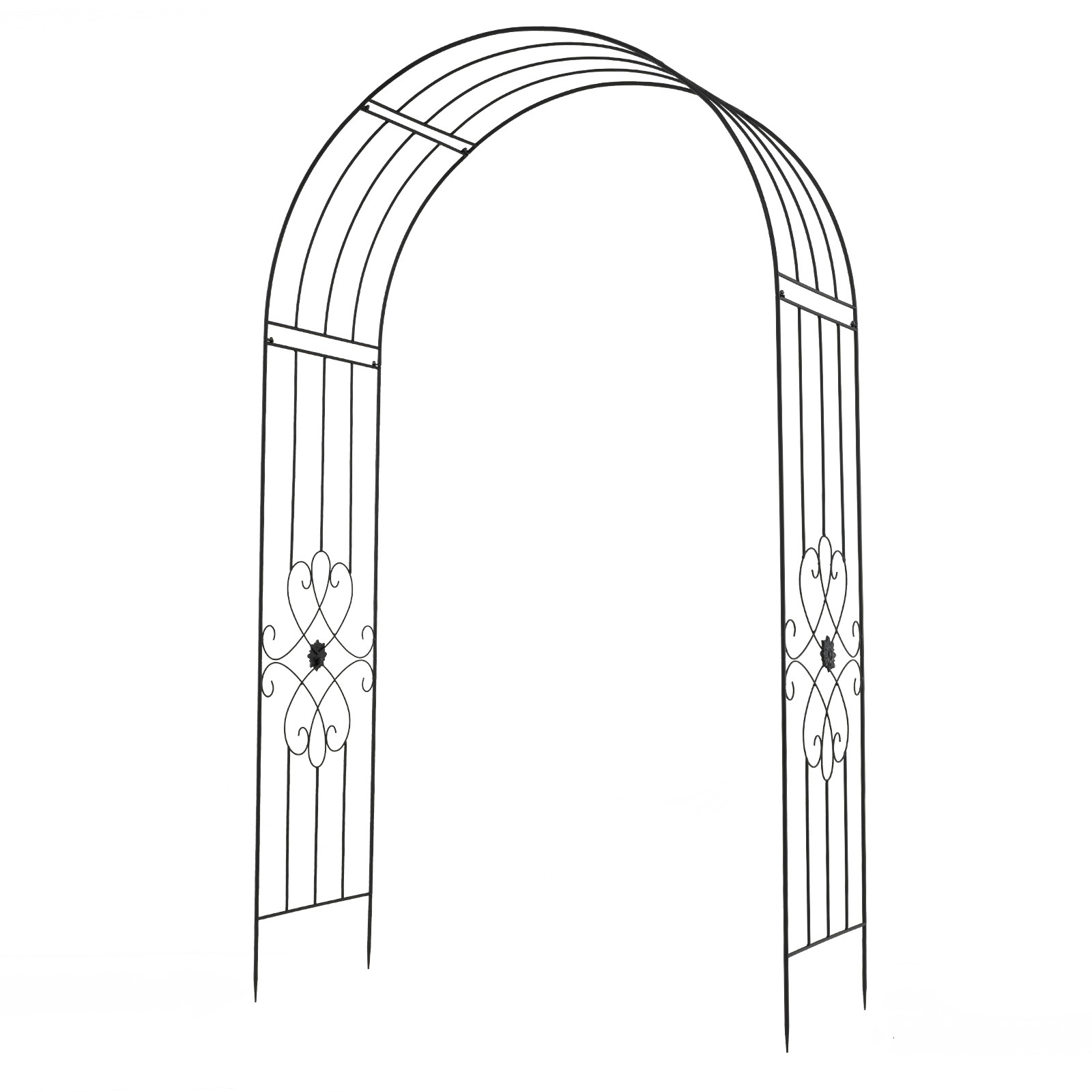 Arco-per-rampicanti-da-giardino-robusta-struttura-in-metallo-mediaId105154491-1783396171.jpg Costway Arco per rampicanti da giardino robusta struttura in metallo, L'arco da giardino elegante motivo floreale decorazione per festa e matrimonio - immagine 1