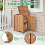 Costway Armadio da esterno in legno massello con ripiano rimovibile, Casetta porta attrezzi con porta e coperchio apribile - immagine 8