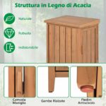 Costway Armadio da esterno in legno massello con ripiano rimovibile, Casetta porta attrezzi con porta e coperchio apribile - immagine 9
