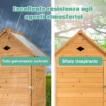 Costway Armadio da esterno per attrezzi in legno, Casetta da giardino 80x45x177cm - immagine 9