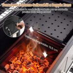 Costway Barbecue a carbone con ruote griglia regolabile in altezza e tavolini laterali, Barbecue portatile affumicatore - immagine 5