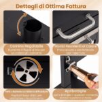 Costway Barbecue a carbonella con tavolini laterali griglia di cottura termometro e 2 ruote, Forno bbq per campeggio e picnic - immagine 5