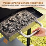Costway Barbecue a carbonella con tavolini laterali griglia di cottura termometro e 2 ruote, Forno bbq per campeggio e picnic - immagine 10