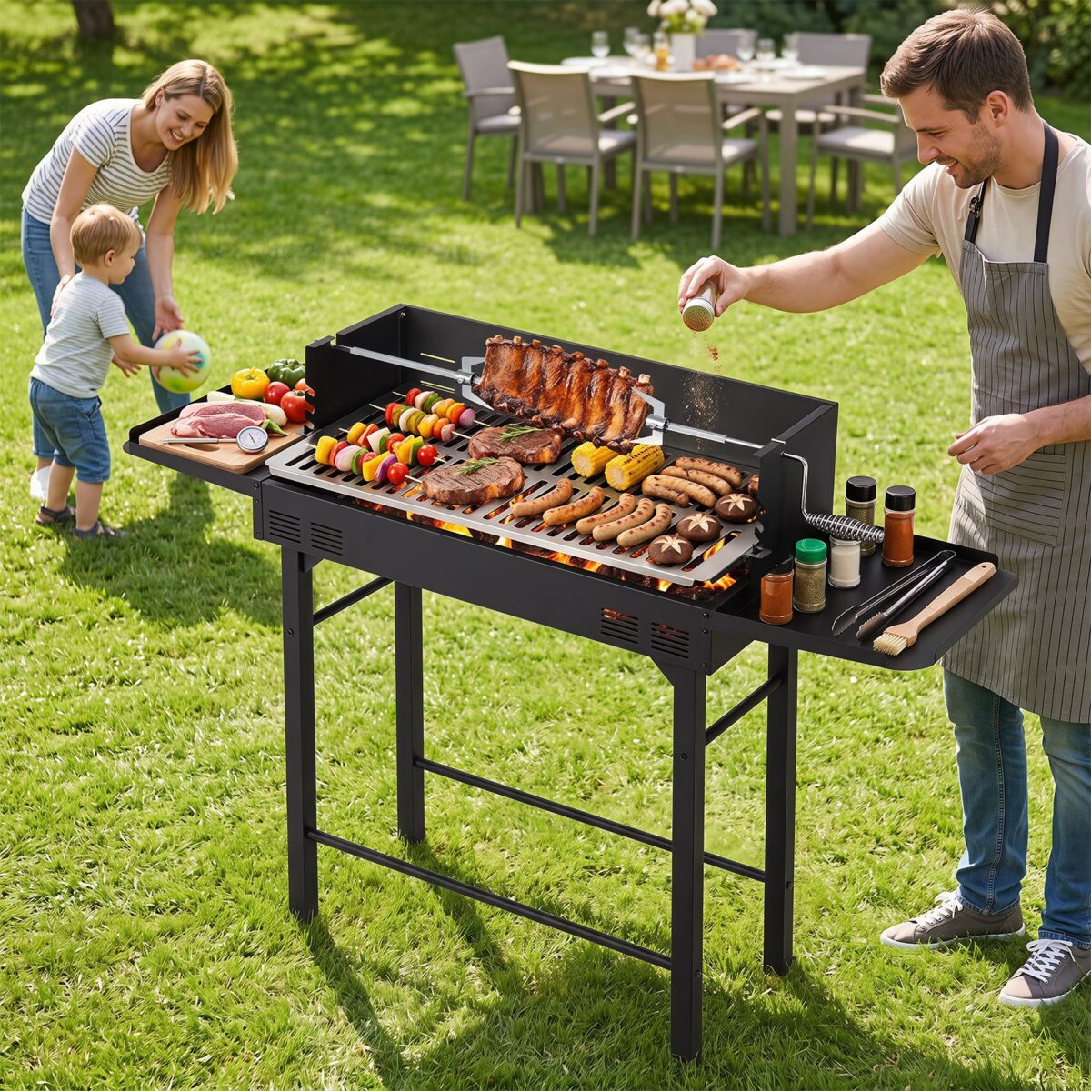 Costway Barbecue a carbonella da esterno in metallo portatile - immagine 2