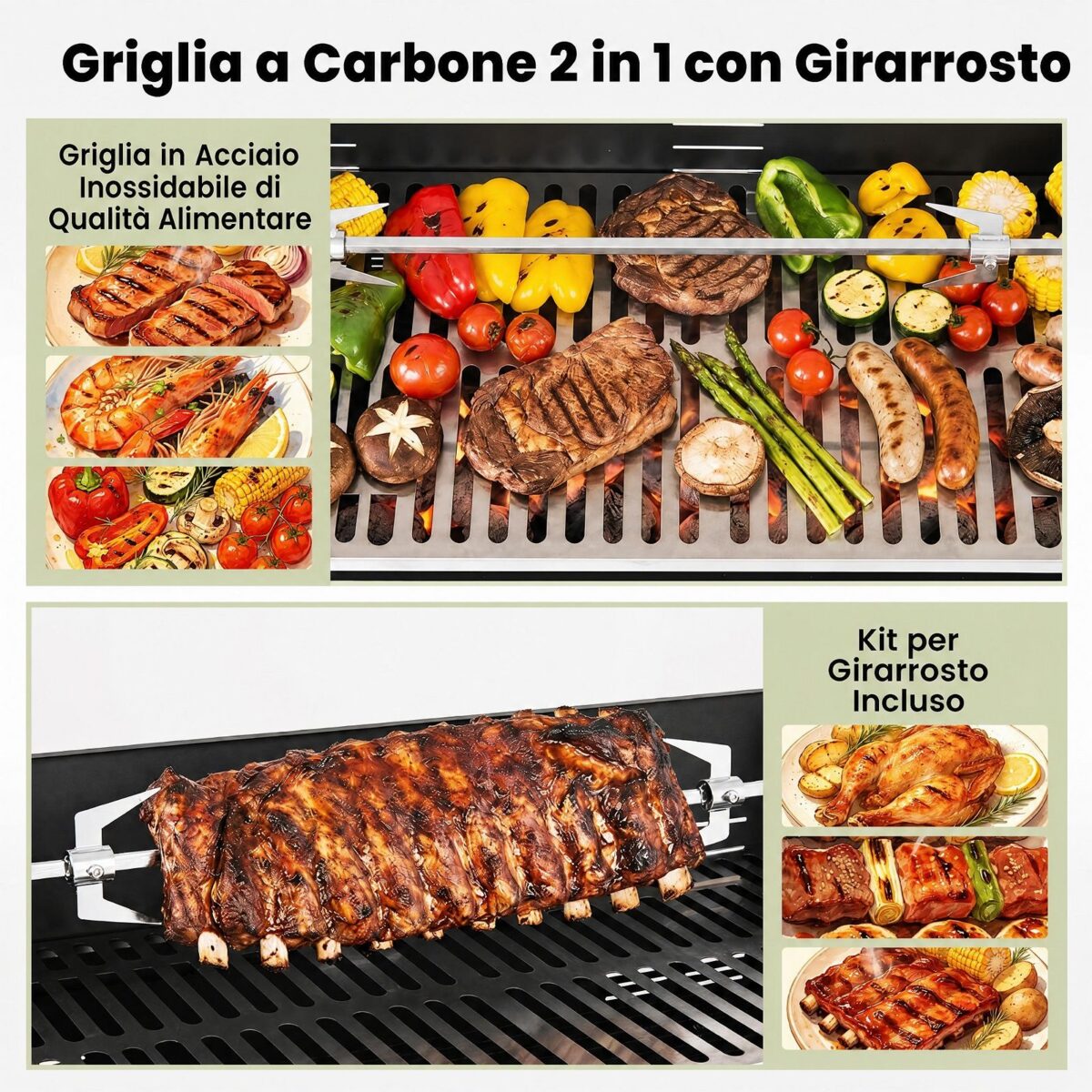Costway Barbecue a carbonella da esterno in metallo portatile - immagine 5