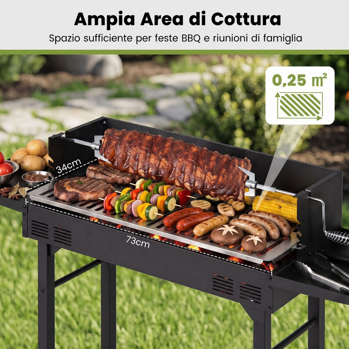 Costway Barbecue a carbonella da esterno in metallo portatile - immagine 7