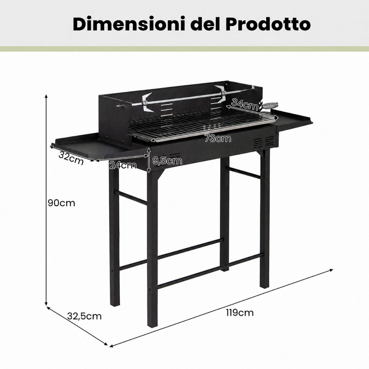Costway Barbecue a carbonella da esterno in metallo portatile - immagine 4