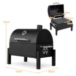 Costway Barbecue a carbonella portatile con coperchio e 2 griglie, Vassoio carbonella regolabile e termometro per campeggio BBQ - immagine 2