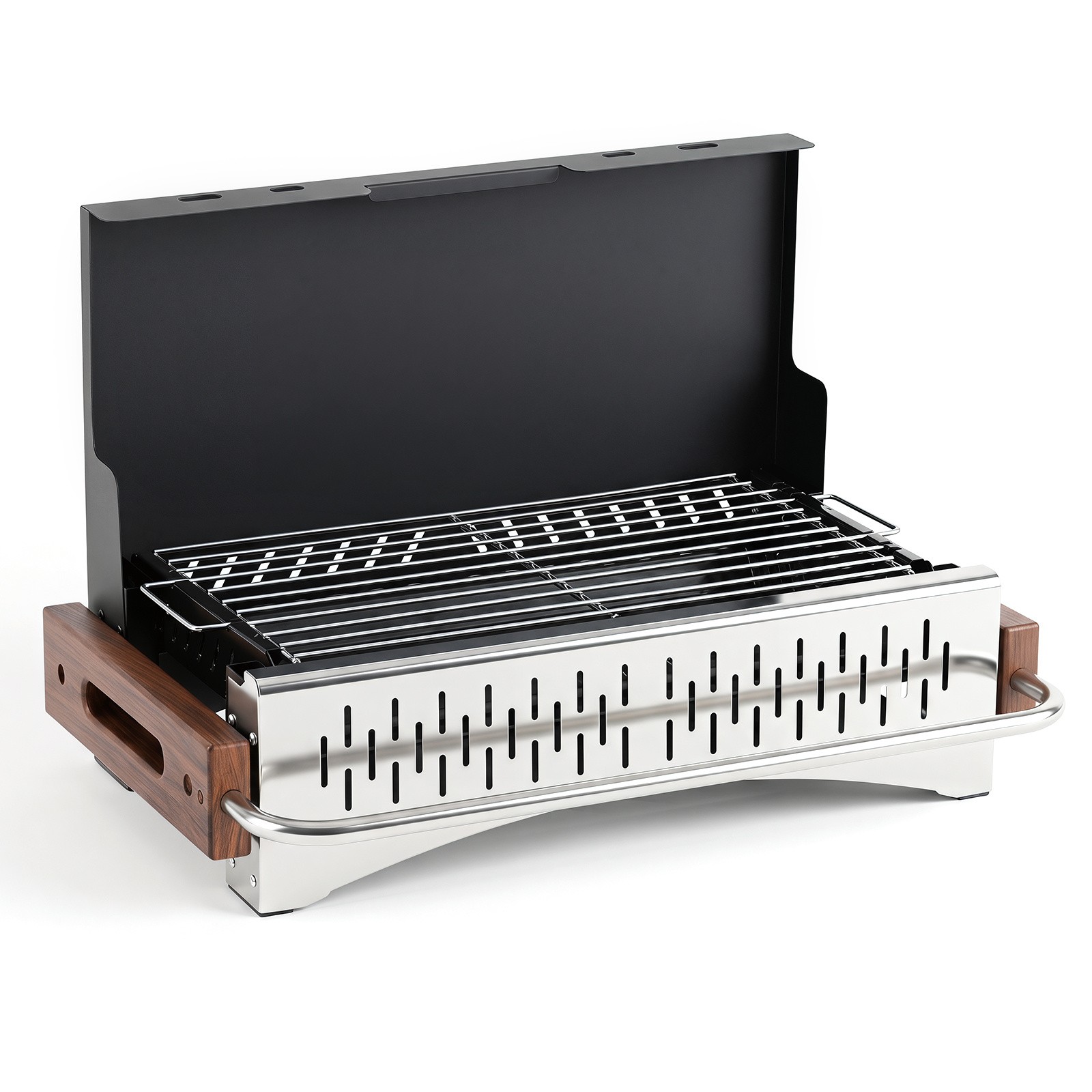 Barbecue-a-carbonella-portatile-con-griglia-regolabile-in-altezza-mediaId105141251-1782463787.jpg Costway Barbecue a carbonella portatile con griglia regolabile in altezza, Barbecue carbone da tavolo con vaschetta in smalto rimovibile S - immagine 1