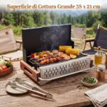 Costway Barbecue a carbonella portatile con griglia regolabile in altezza, Barbecue carbone da tavolo con vaschetta in smalto rimovibile S - immagine 5