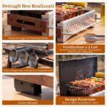 Costway Barbecue a carbonella portatile con griglia regolabile in altezza, Barbecue carbone da tavolo con vaschetta in smalto rimovibile S - immagine 6