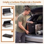 Costway Barbecue a carbonella portatile con griglia regolabile in altezza, Barbecue carbone da tavolo con vaschetta in smalto rimovibile S - immagine 8