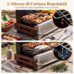 Costway Barbecue a carbonella portatile con griglia regolabile in altezza, Barbecue carbone da tavolo con vaschetta in smalto rimovibile S - immagine 10