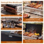 Costway Barbecue a carbonella portatile con griglia regolabile in altezza, Barbecue carbone da tavolo con vaschetta in smalto rimovibile L - immagine 10