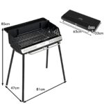 Costway Barbecue carbonella con griglia regolabile in altezza paravento laterali, Barbecue con gambe smontabili pinza per carbone - immagine 5