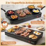 Costway Barbecue elettrico da tavolo 1000w piastra antiaderente per raclette e bistecca con 4 padelle e accessori, Griglia elettrica da tavolo - immagine 4