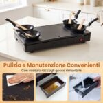 Costway Barbecue elettrico da tavolo 1000w piastra antiaderente per raclette e bistecca con 4 padelle e accessori, Griglia elettrica da tavolo - immagine 5