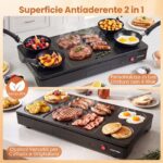 Costway Barbecue elettrico da tavolo 1000w piastra antiaderente per raclette e bistecca con 4 padelle e accessori, Griglia elettrica da tavolo - immagine 6