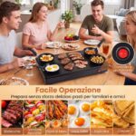 Costway Barbecue elettrico da tavolo 1000w piastra antiaderente per raclette e bistecca con 4 padelle e accessori, Griglia elettrica da tavolo - immagine 7